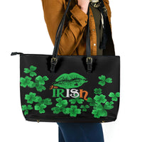 Kiss Me Im Irish St Patricks Day Leather Tote Bag - Wonder Print Shop