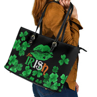 Kiss Me Im Irish St Patricks Day Leather Tote Bag - Wonder Print Shop
