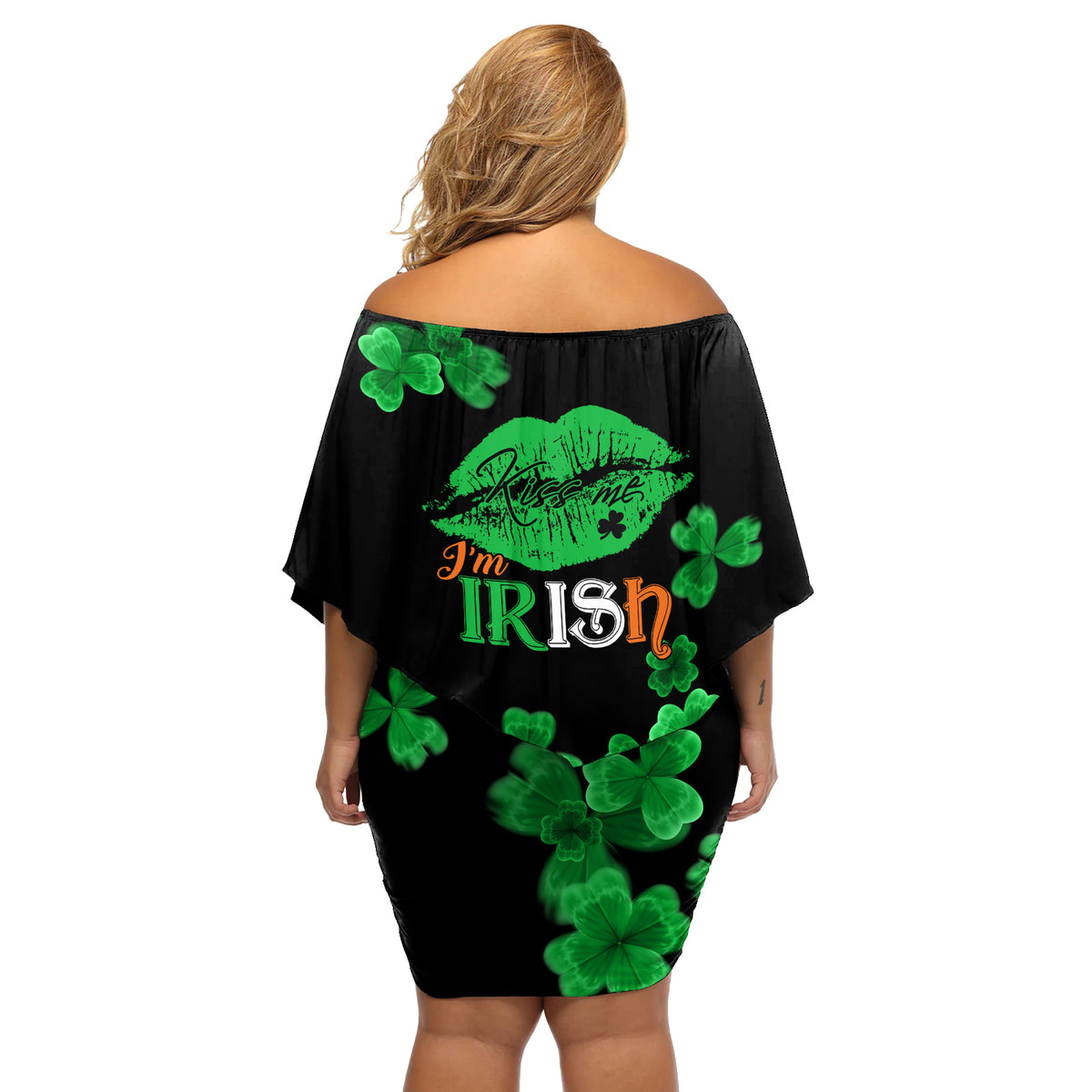 Kiss Me Im Irish St Patricks Day Off Shoulder Short Dress - Wonder Print Shop