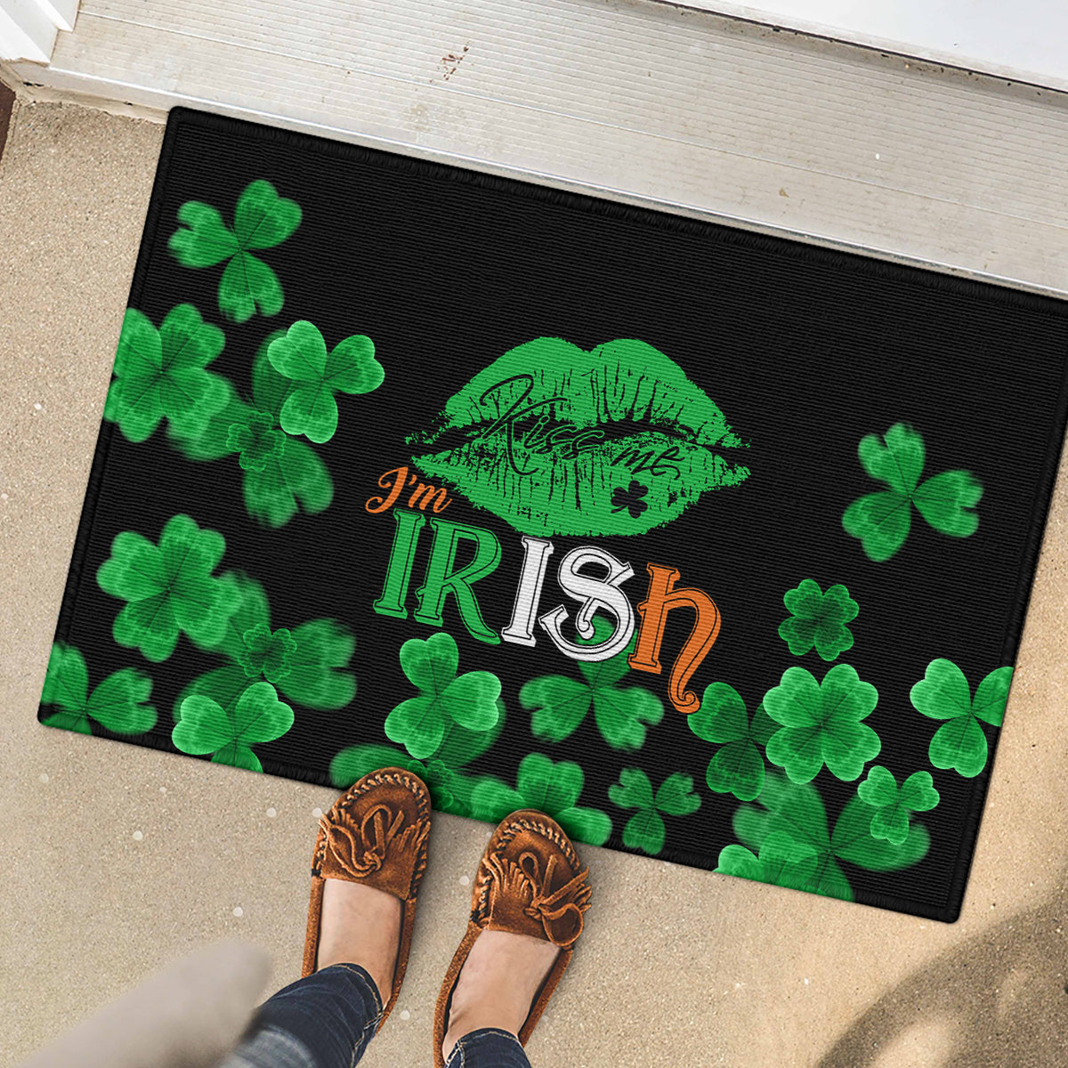 Kiss Me Im Irish St Patricks Day Rubber Doormat - Wonder Print Shop