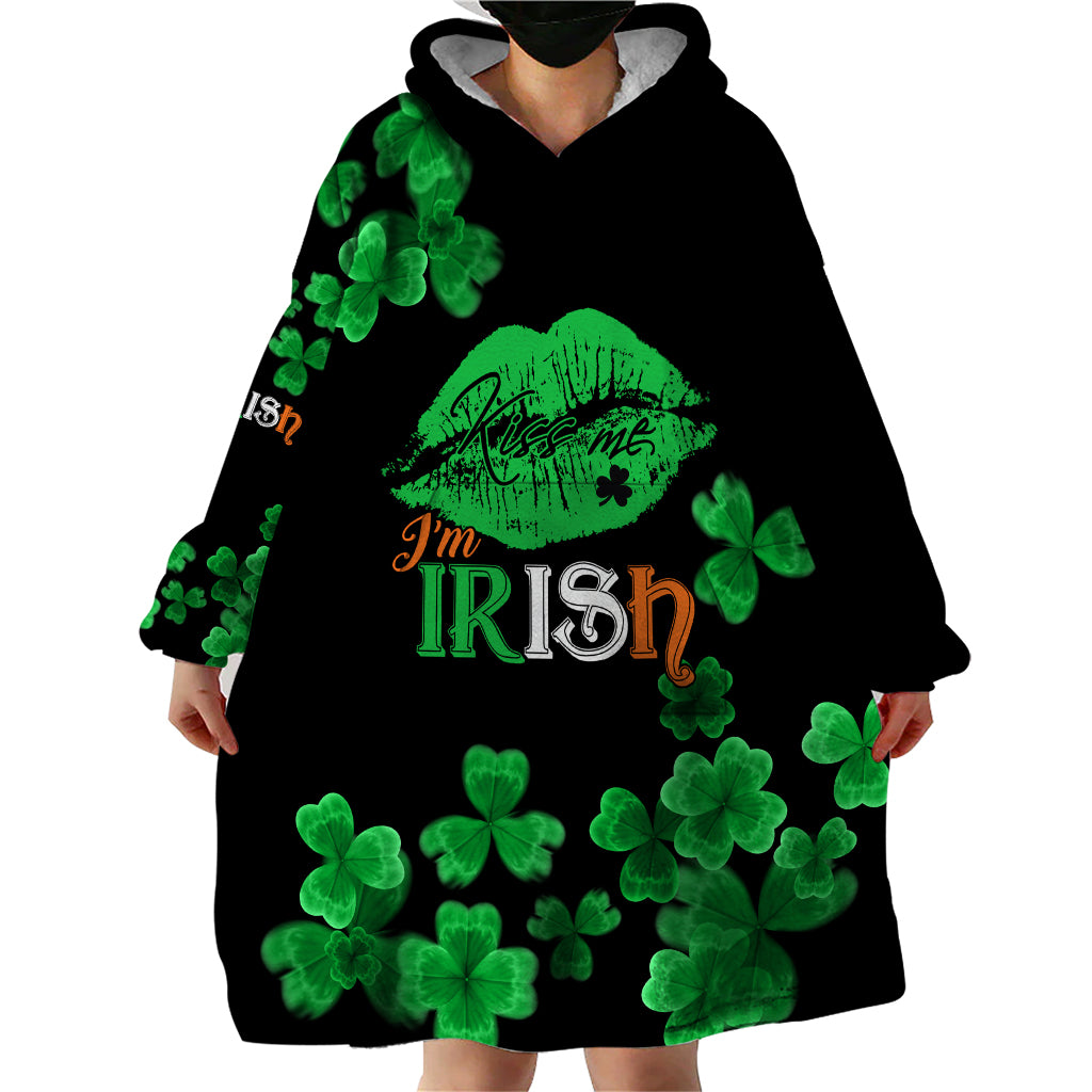 Kiss Me Im Irish St Patricks Day Wearable Blanket Hoodie - Wonder Print Shop