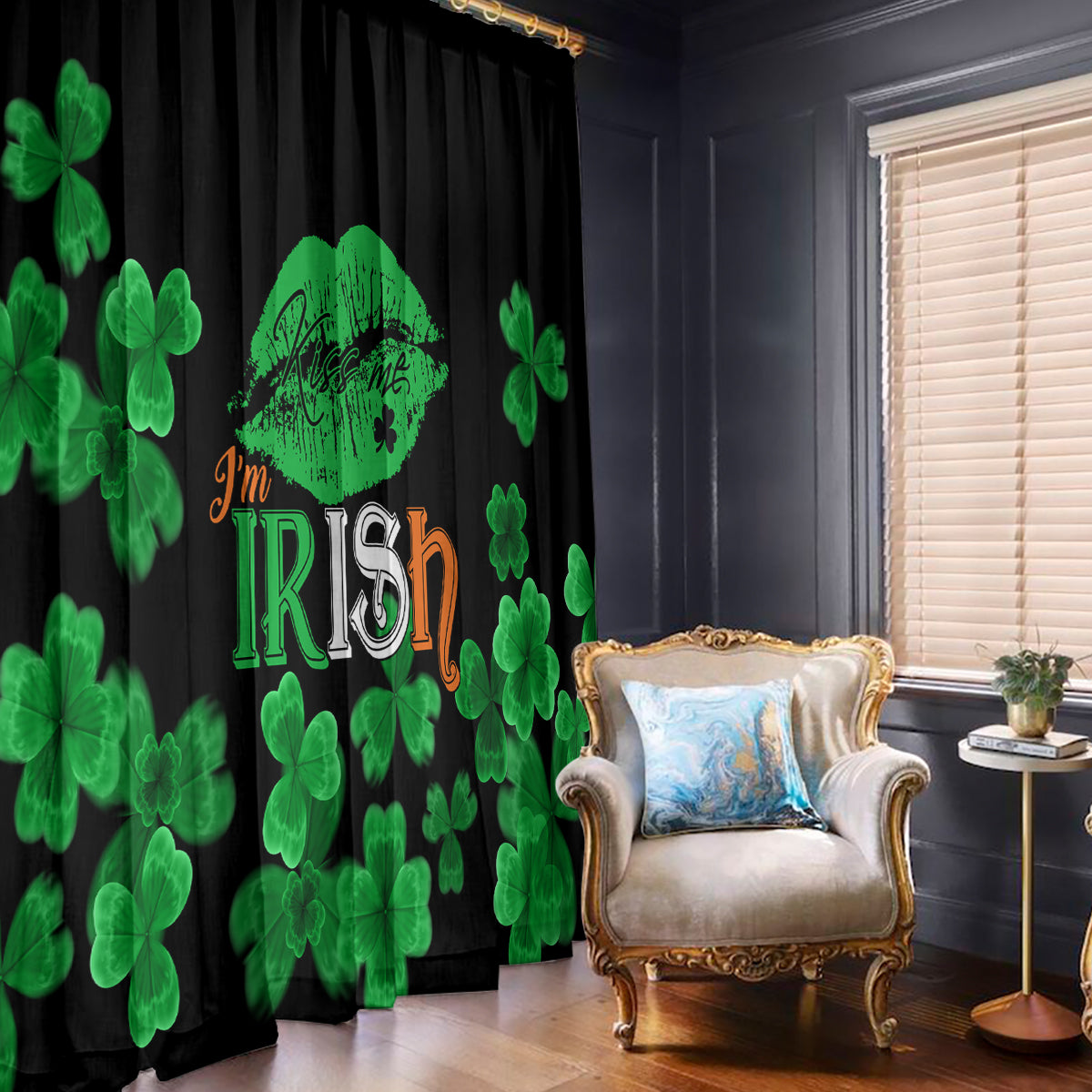 Kiss Me Im Irish St Patricks Day Window Curtain - Wonder Print Shop