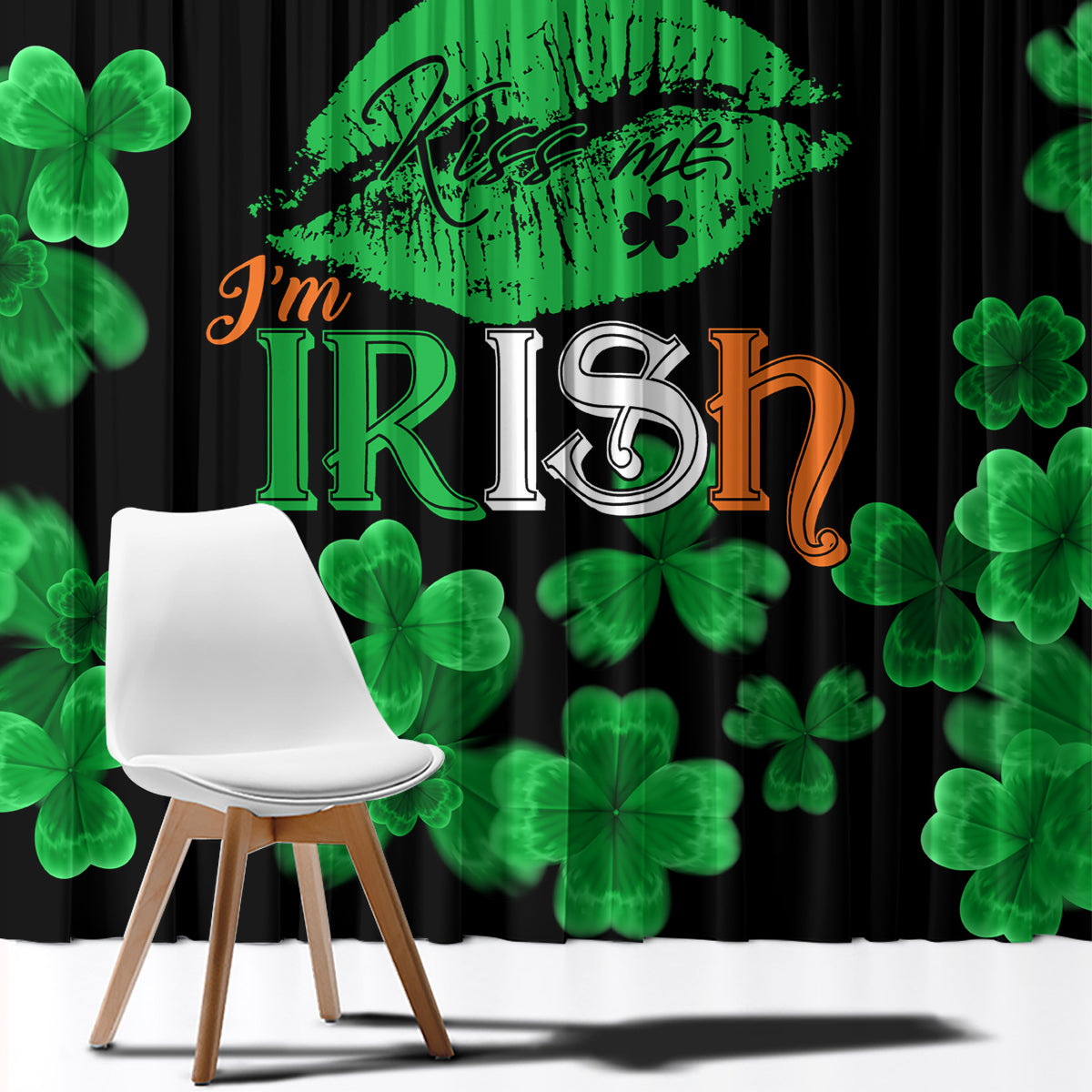 Kiss Me Im Irish St Patricks Day Window Curtain - Wonder Print Shop