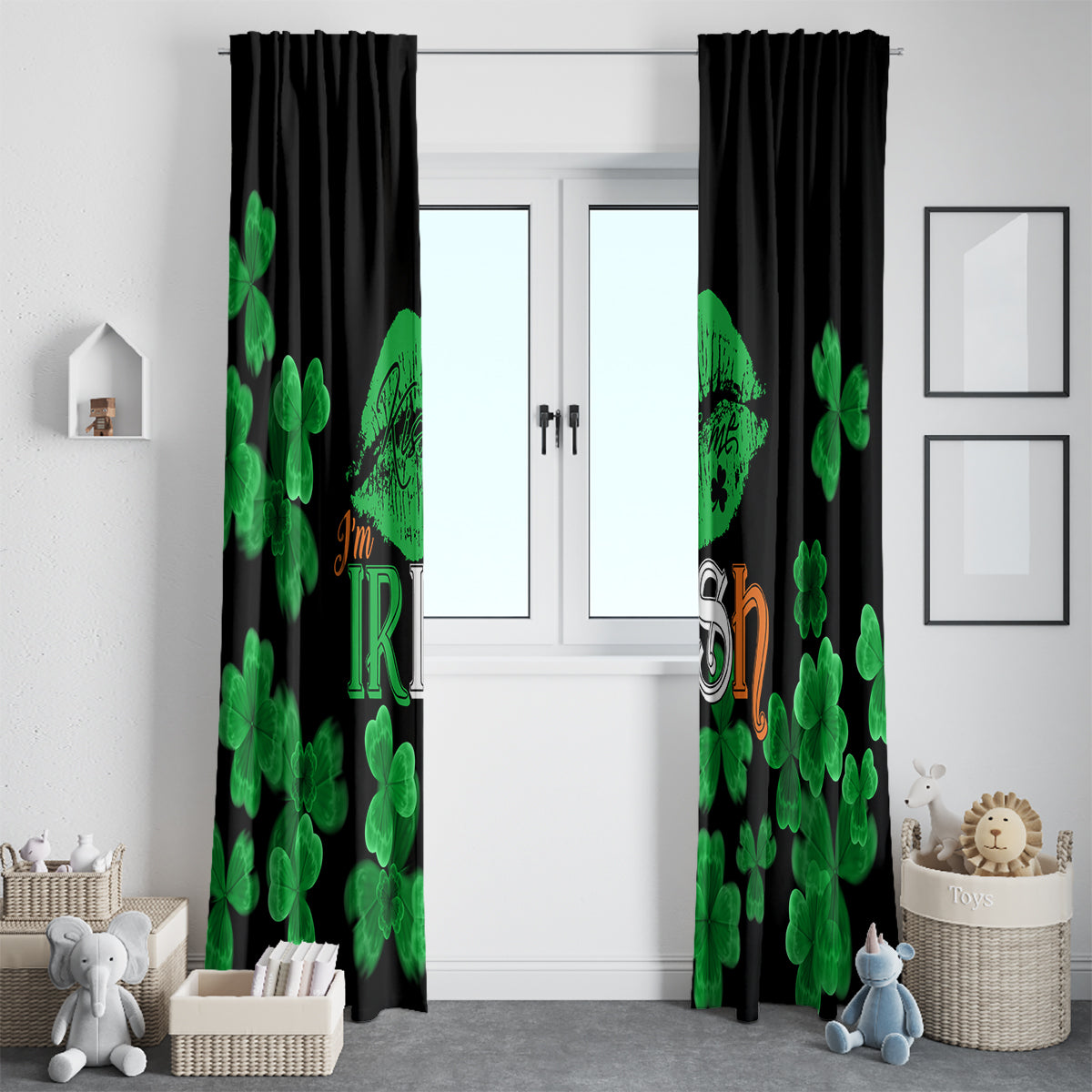 Kiss Me Im Irish St Patricks Day Window Curtain - Wonder Print Shop