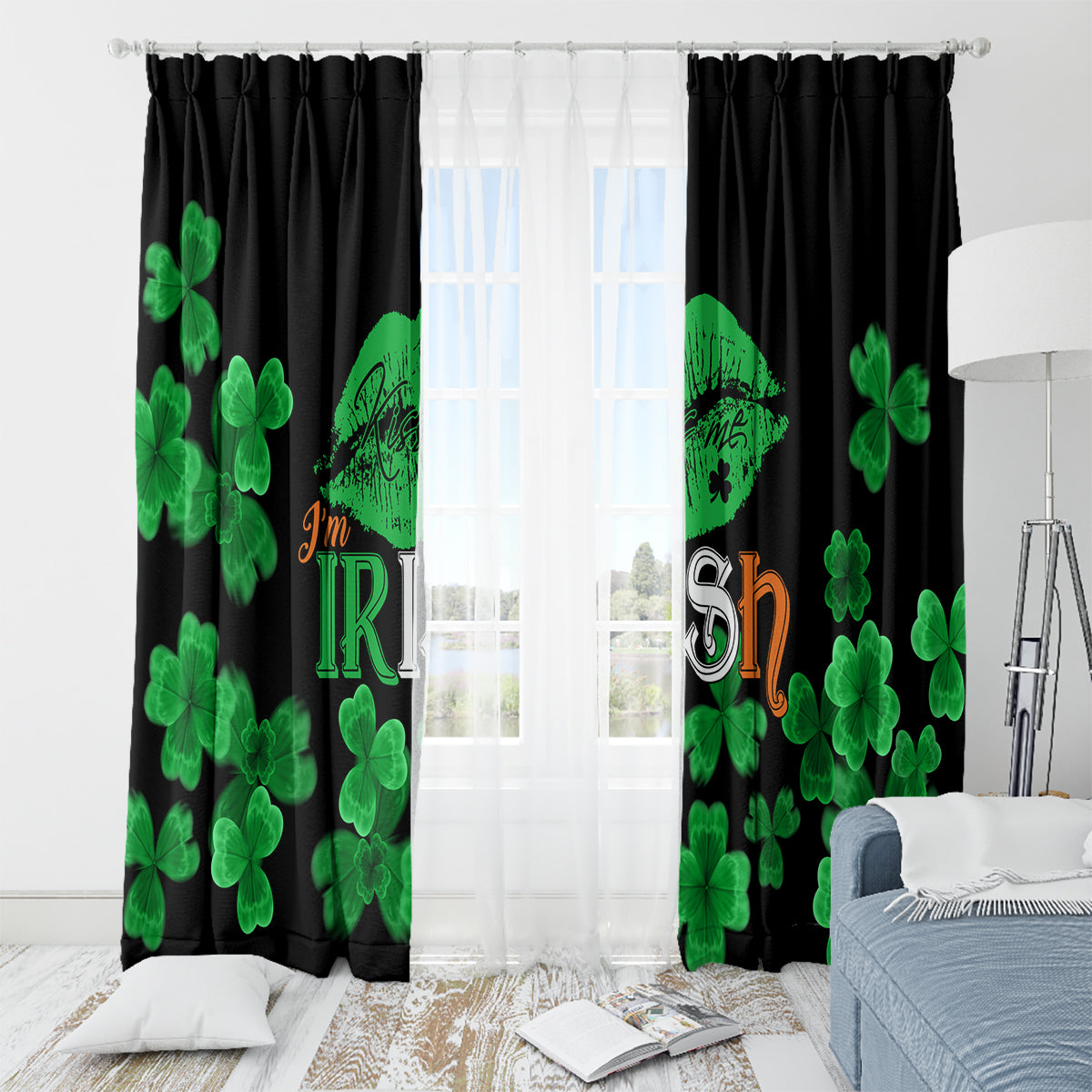 Kiss Me Im Irish St Patricks Day Window Curtain - Wonder Print Shop