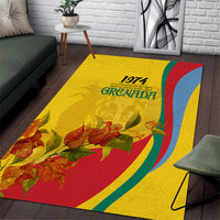 Grenada Independence Day Area Rug Bougainvillea Flowers Flag Style LT9 - Wonder Print Shop