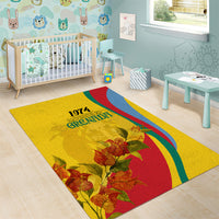 Grenada Independence Day Area Rug Bougainvillea Flowers Flag Style LT9 - Wonder Print Shop