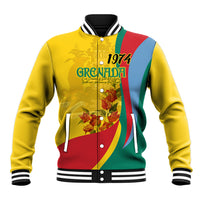 Grenada Independence Day Baseball Jacket Bougainvillea Flowers Flag Style LT9 - Wonder Print Shop
