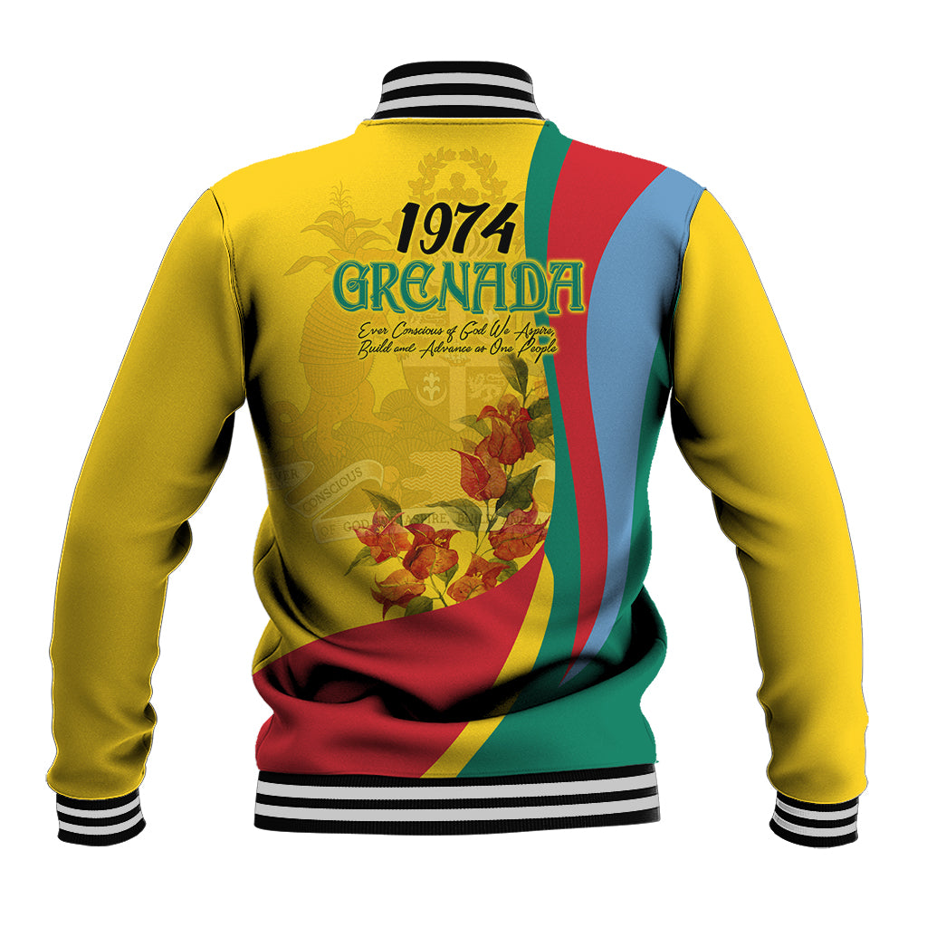 Grenada Independence Day Baseball Jacket Bougainvillea Flowers Flag Style LT9 - Wonder Print Shop