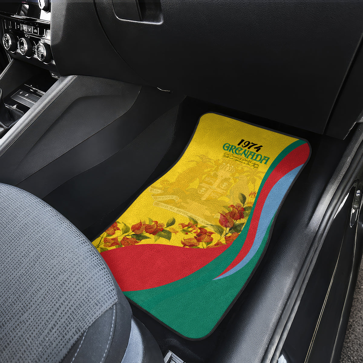 Grenada Independence Day Car Mats Bougainvillea Flowers Flag Style LT9 - Wonder Print Shop