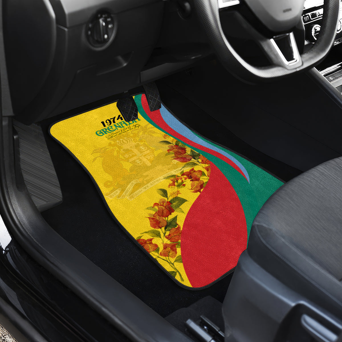 Grenada Independence Day Car Mats Bougainvillea Flowers Flag Style LT9 - Wonder Print Shop