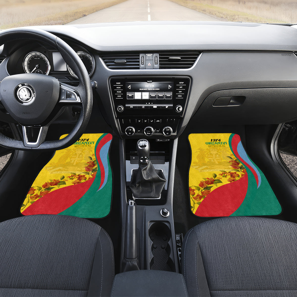 Grenada Independence Day Car Mats Bougainvillea Flowers Flag Style LT9 - Wonder Print Shop
