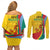 Grenada Independence Day Couples Matching Off Shoulder Short Dress and Long Sleeve Button Shirt Bougainvillea Flowers Flag Style LT9 - Wonder Print Shop