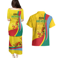 Grenada Independence Day Couples Matching Puletasi and Hawaiian Shirt Bougainvillea Flowers Flag Style LT9 - Wonder Print Shop