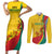 Grenada Independence Day Couples Matching Short Sleeve Bodycon Dress and Long Sleeve Button Shirt Bougainvillea Flowers Flag Style LT9 - Wonder Print Shop