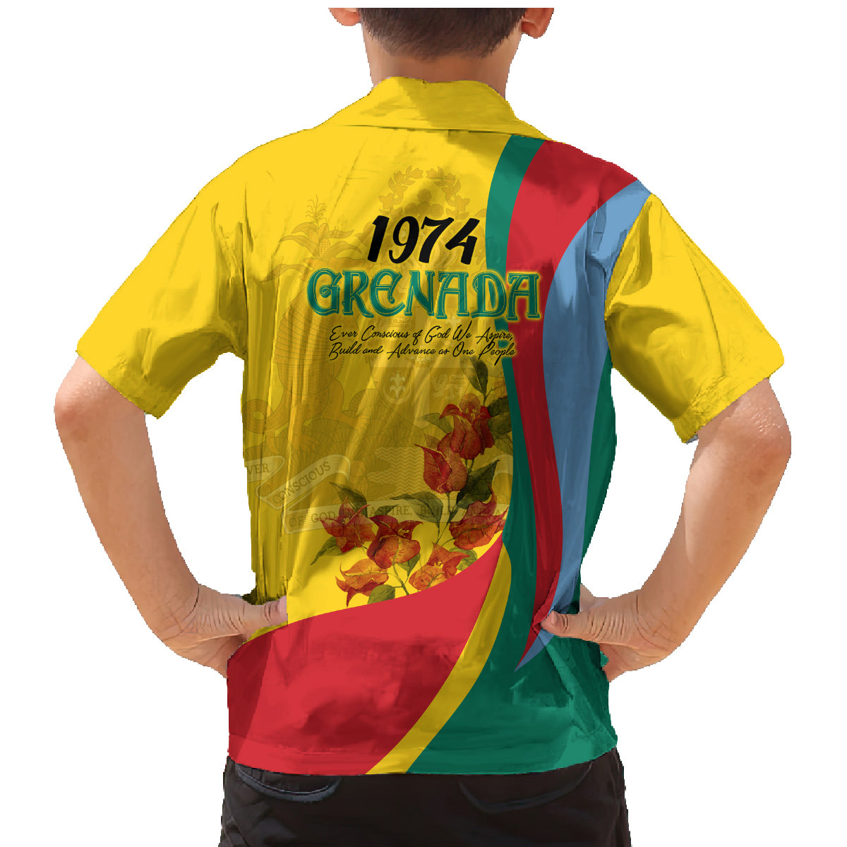 Grenada Independence Day Family Matching Mermaid Dress and Hawaiian Shirt Bougainvillea Flowers Flag Style LT9 - Wonder Print Shop