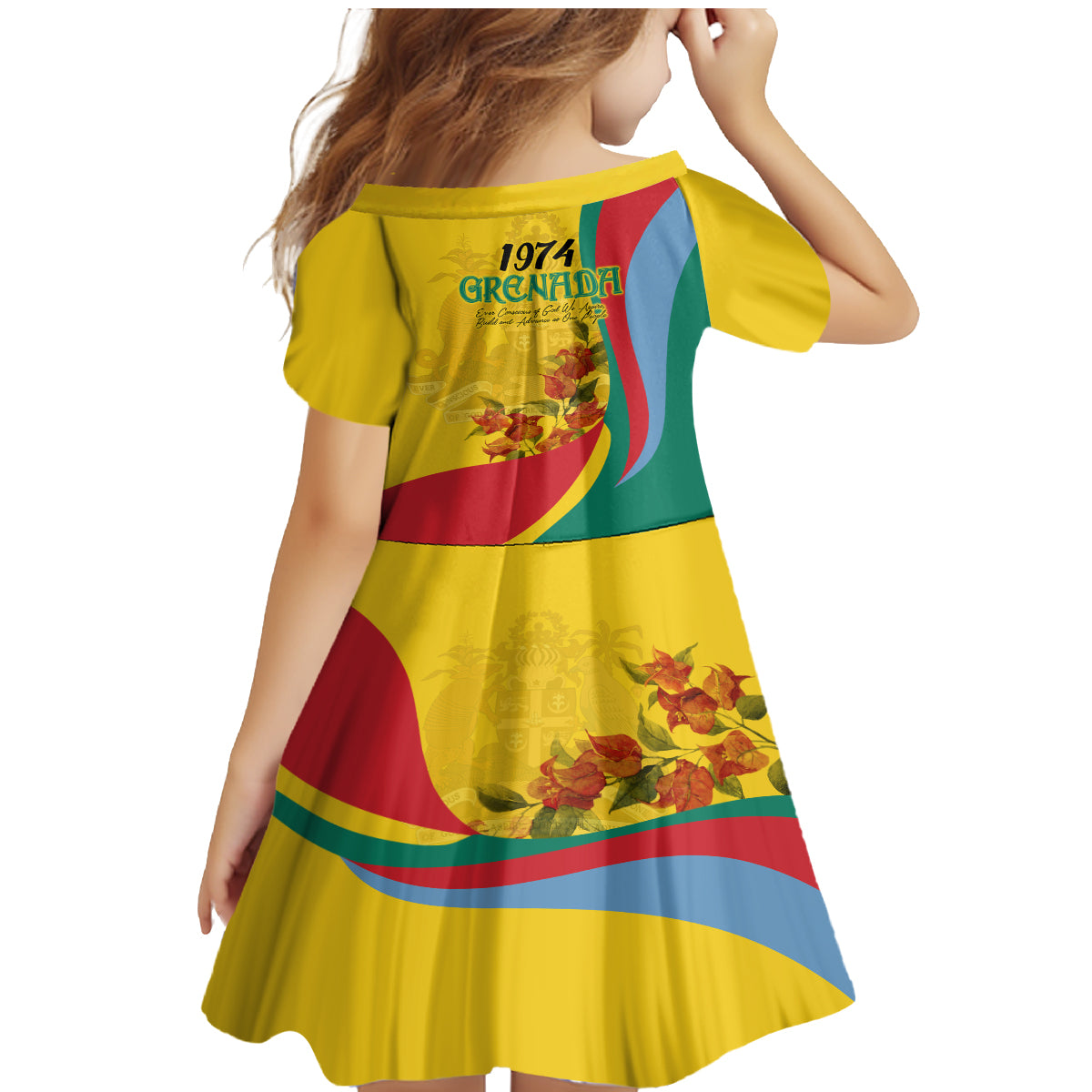 Grenada Independence Day Family Matching Mermaid Dress and Hawaiian Shirt Bougainvillea Flowers Flag Style LT9 - Wonder Print Shop