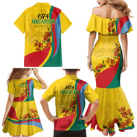 Grenada Independence Day Family Matching Mermaid Dress and Hawaiian Shirt Bougainvillea Flowers Flag Style LT9 - Wonder Print Shop