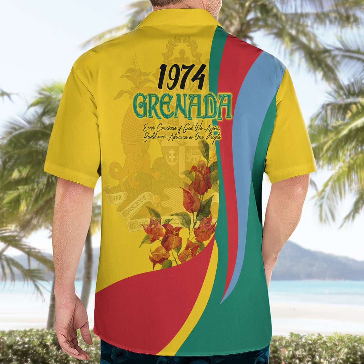 Grenada Independence Day Hawaiian Shirt Bougainvillea Flowers Flag Style - Wonder Print Shop