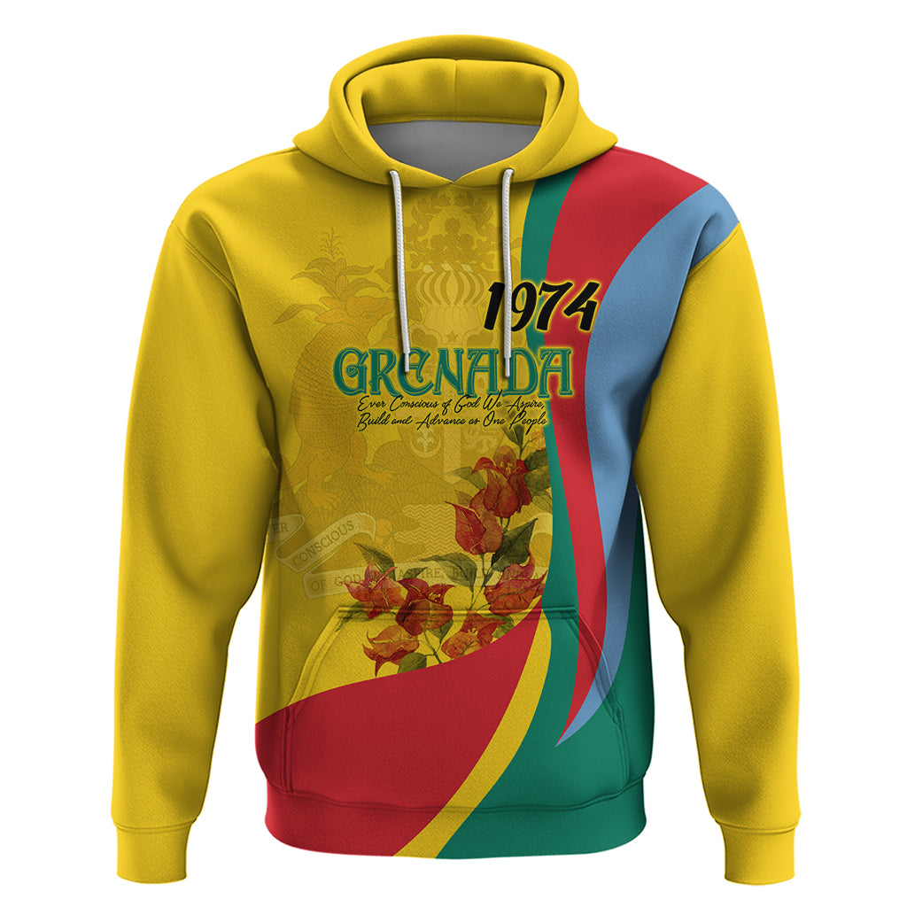 Grenada Independence Day Hoodie Bougainvillea Flowers Flag Style - Wonder Print Shop