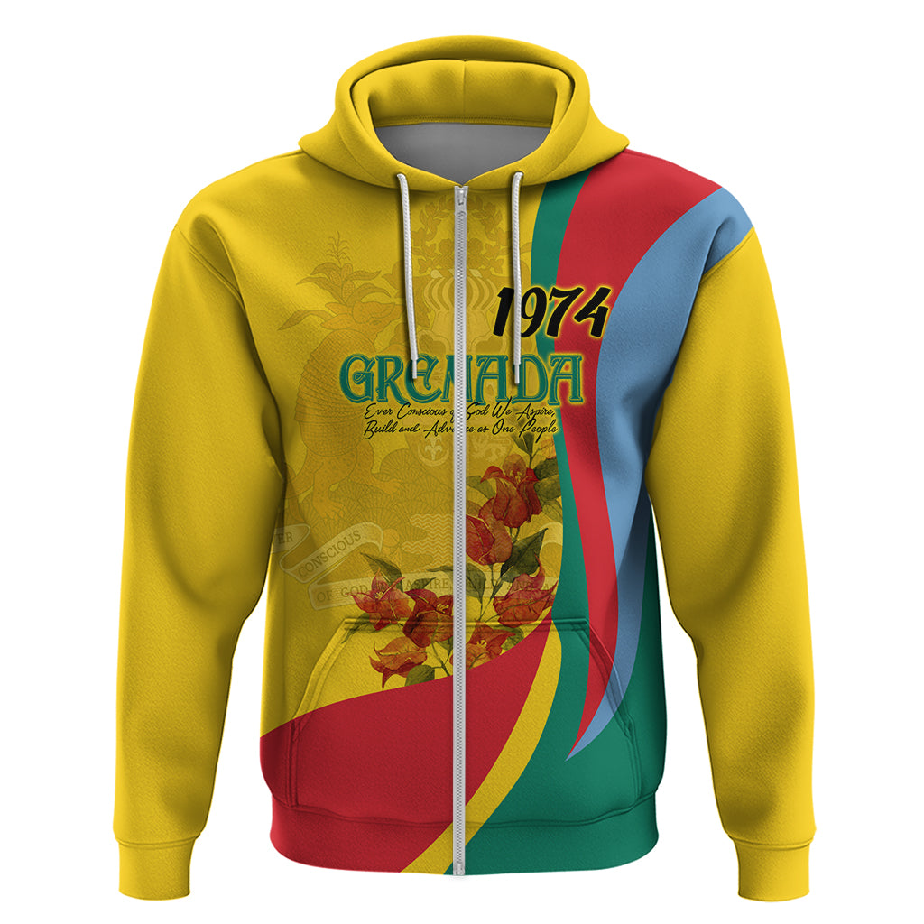 Grenada Independence Day Hoodie Bougainvillea Flowers Flag Style - Wonder Print Shop