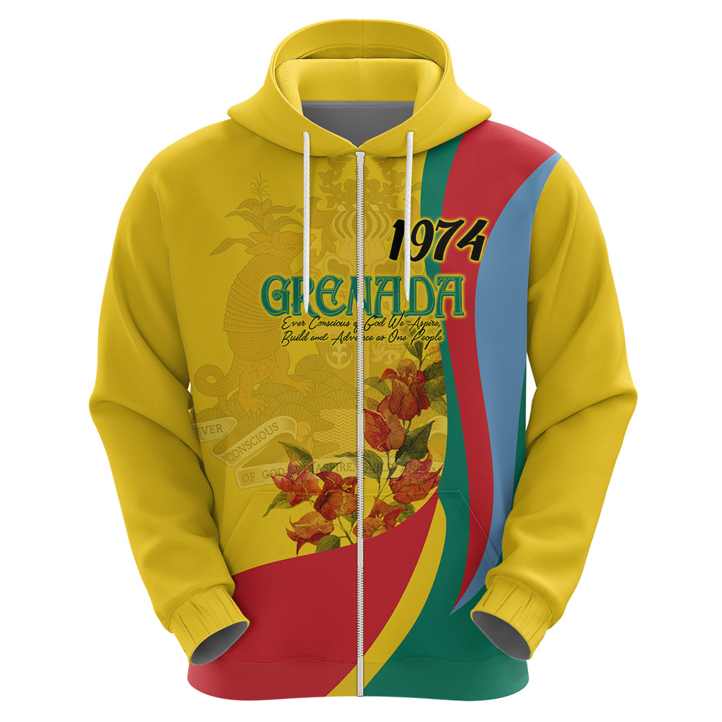 Grenada Independence Day Hoodie Bougainvillea Flowers Flag Style - Wonder Print Shop
