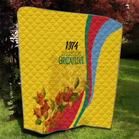 Grenada Independence Day Quilt Bougainvillea Flowers Flag Style - Wonder Print Shop