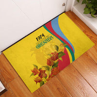 Grenada Independence Day Rubber Doormat Bougainvillea Flowers Flag Style - Wonder Print Shop