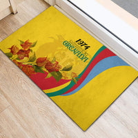 Grenada Independence Day Rubber Doormat Bougainvillea Flowers Flag Style - Wonder Print Shop