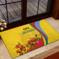 Grenada Independence Day Rubber Doormat Bougainvillea Flowers Flag Style - Wonder Print Shop