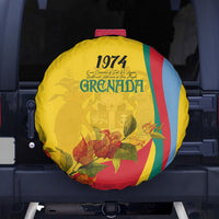 Grenada Independence Day Spare Tire Cover Bougainvillea Flowers Flag Style - Wonder Print Shop