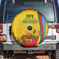 Grenada Independence Day Spare Tire Cover Bougainvillea Flowers Flag Style - Wonder Print Shop