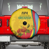 Grenada Independence Day Spare Tire Cover Bougainvillea Flowers Flag Style - Wonder Print Shop