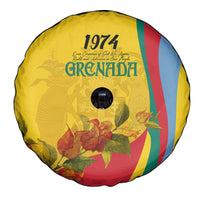 Grenada Independence Day Spare Tire Cover Bougainvillea Flowers Flag Style - Wonder Print Shop