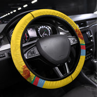 Grenada Independence Day Steering Wheel Cover Bougainvillea Flowers Flag Style - Wonder Print Shop