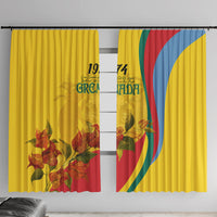 Grenada Independence Day Window Curtain Bougainvillea Flowers Flag Style - Wonder Print Shop