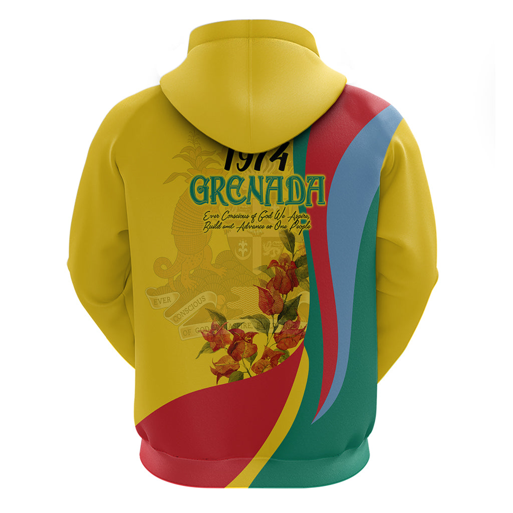 Grenada Independence Day Zip Hoodie Bougainvillea Flowers Flag Style - Wonder Print Shop