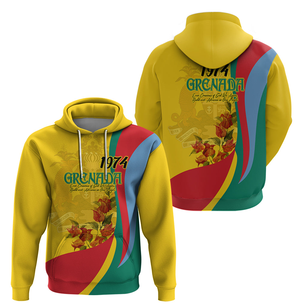 Grenada Independence Day Zip Hoodie Bougainvillea Flowers Flag Style - Wonder Print Shop