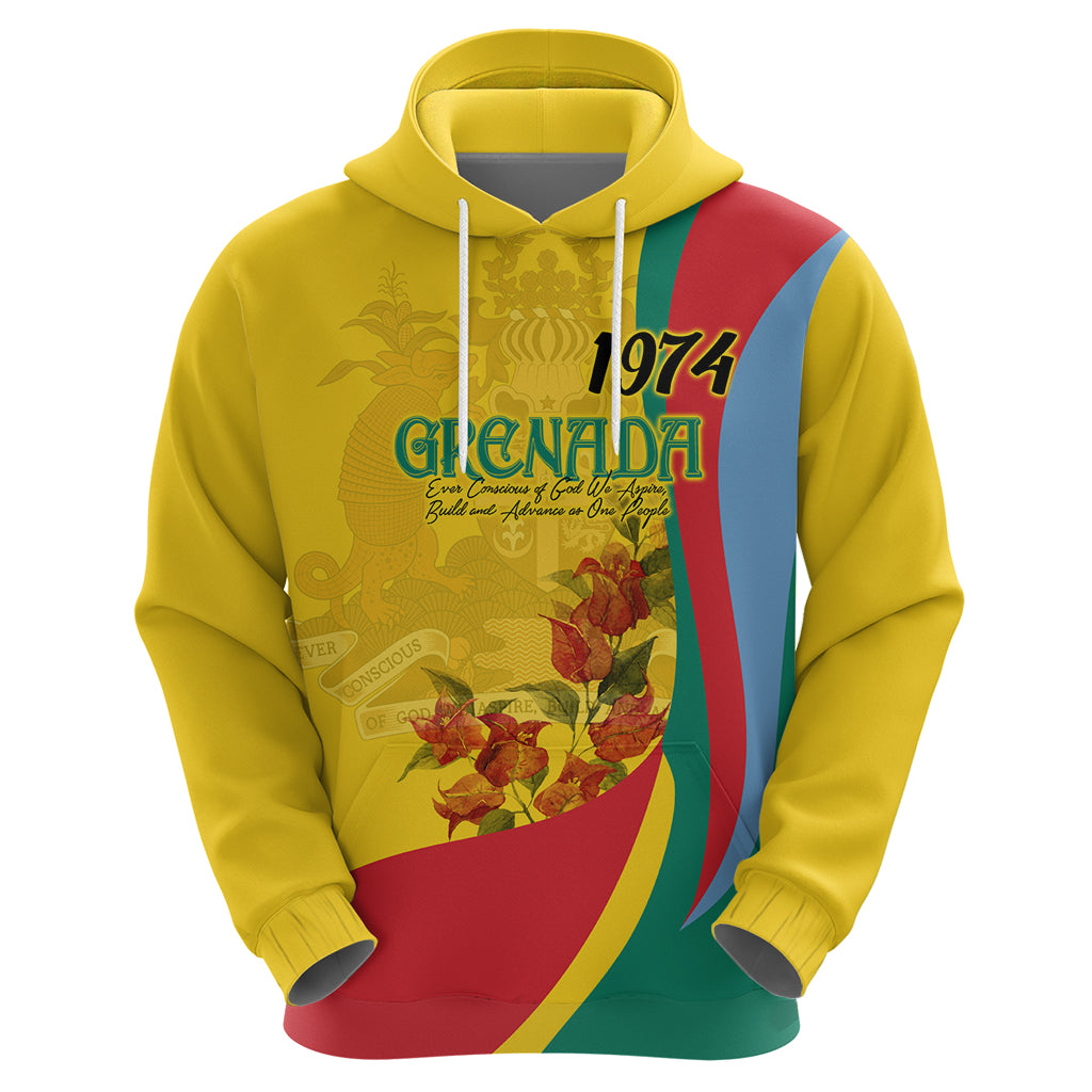 Grenada Independence Day Zip Hoodie Bougainvillea Flowers Flag Style - Wonder Print Shop