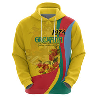 Grenada Independence Day Zip Hoodie Bougainvillea Flowers Flag Style - Wonder Print Shop