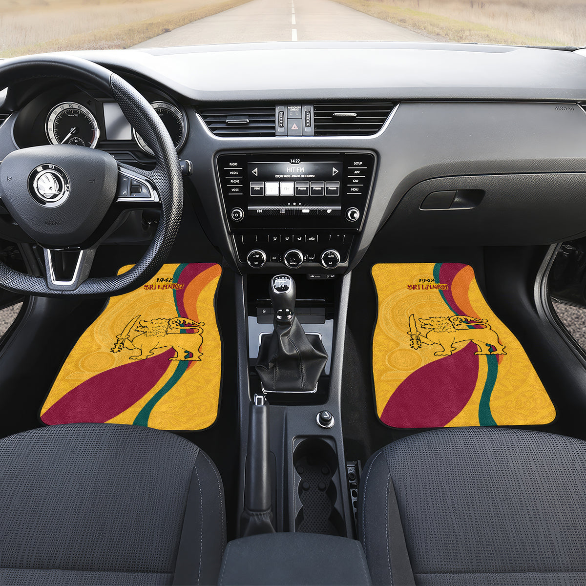 Sri Lanka National Day Car Mats The Lion Passant With Ketayam Wood Art LT9 - Wonder Print Shop