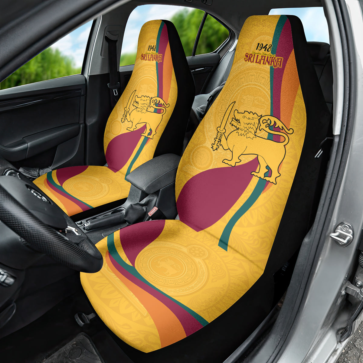 Sri Lanka National Day Car Seat Cover The Lion Passant With Ketayam Wood Art LT9 - Wonder Print Shop