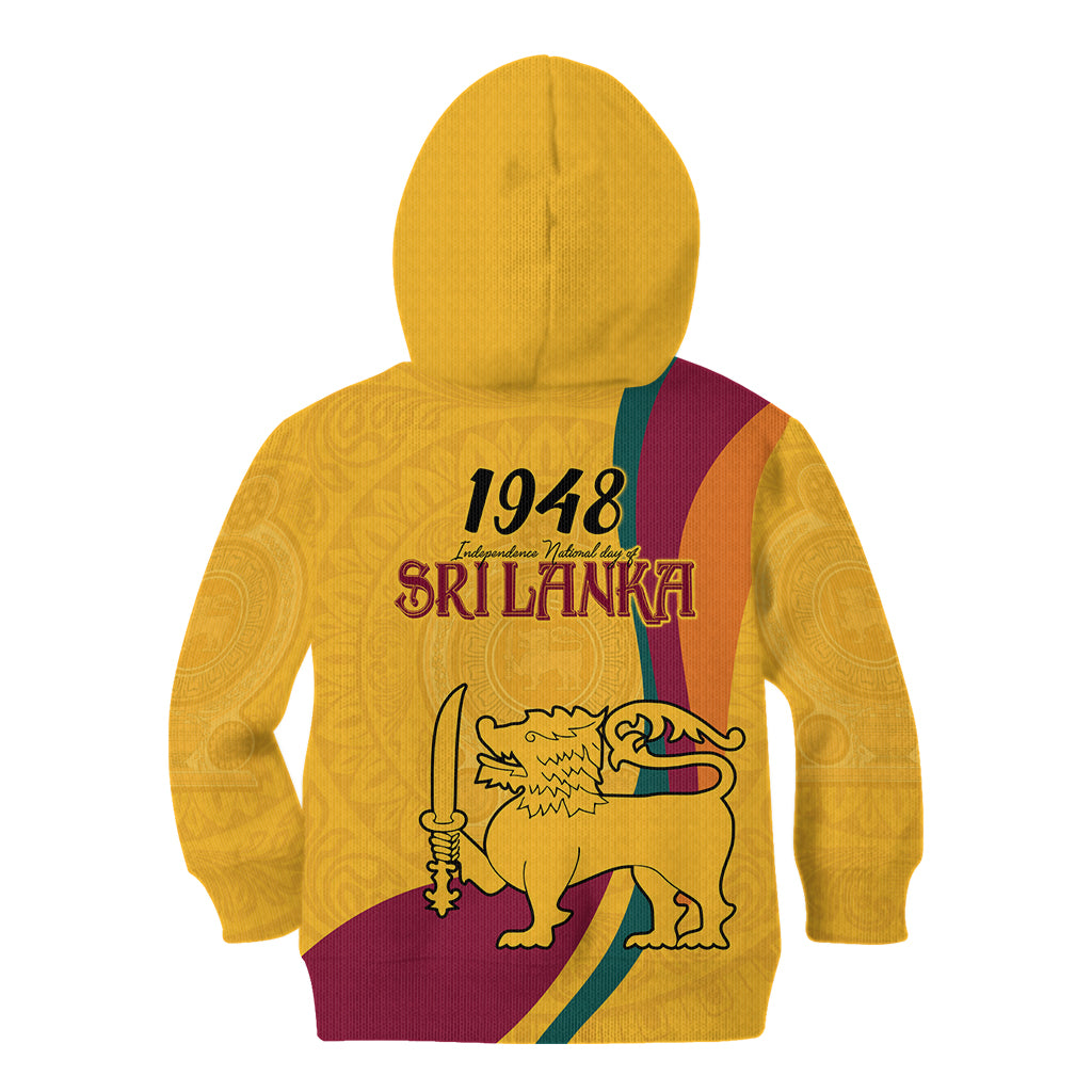 Sri Lanka National Day Kid Hoodie The Lion Passant With Ketayam Wood Art - Wonder Print Shop