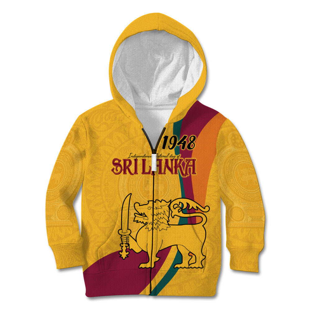 Sri Lanka National Day Kid Hoodie The Lion Passant With Ketayam Wood Art - Wonder Print Shop