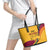 Sri Lanka National Day Leather Tote Bag The Lion Passant With Ketayam Wood Art - Wonder Print Shop
