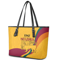 Sri Lanka National Day Leather Tote Bag The Lion Passant With Ketayam Wood Art - Wonder Print Shop