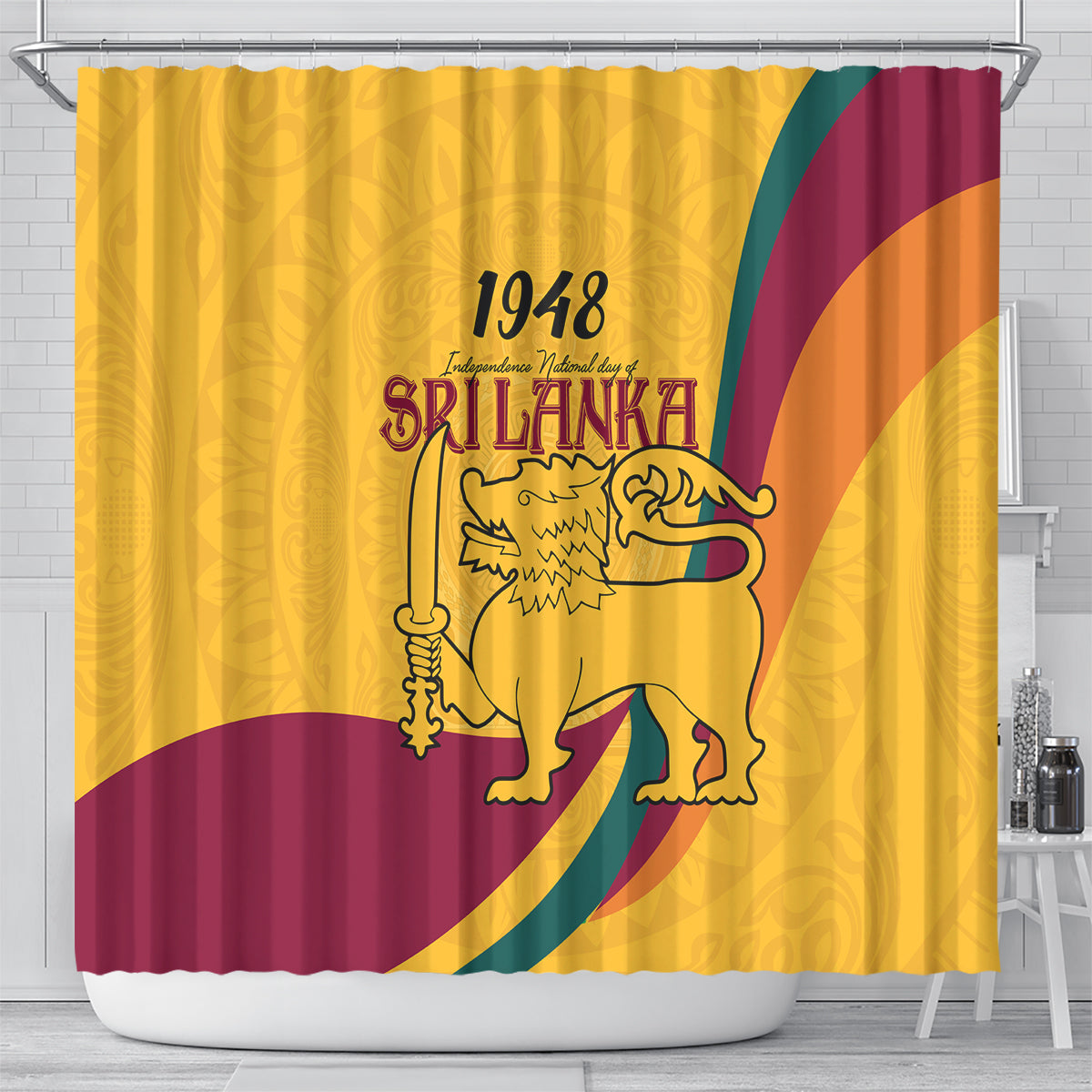 sri-lanka-national-day-shower-curtain-the-lion-passant-with-ketayam-wood-art