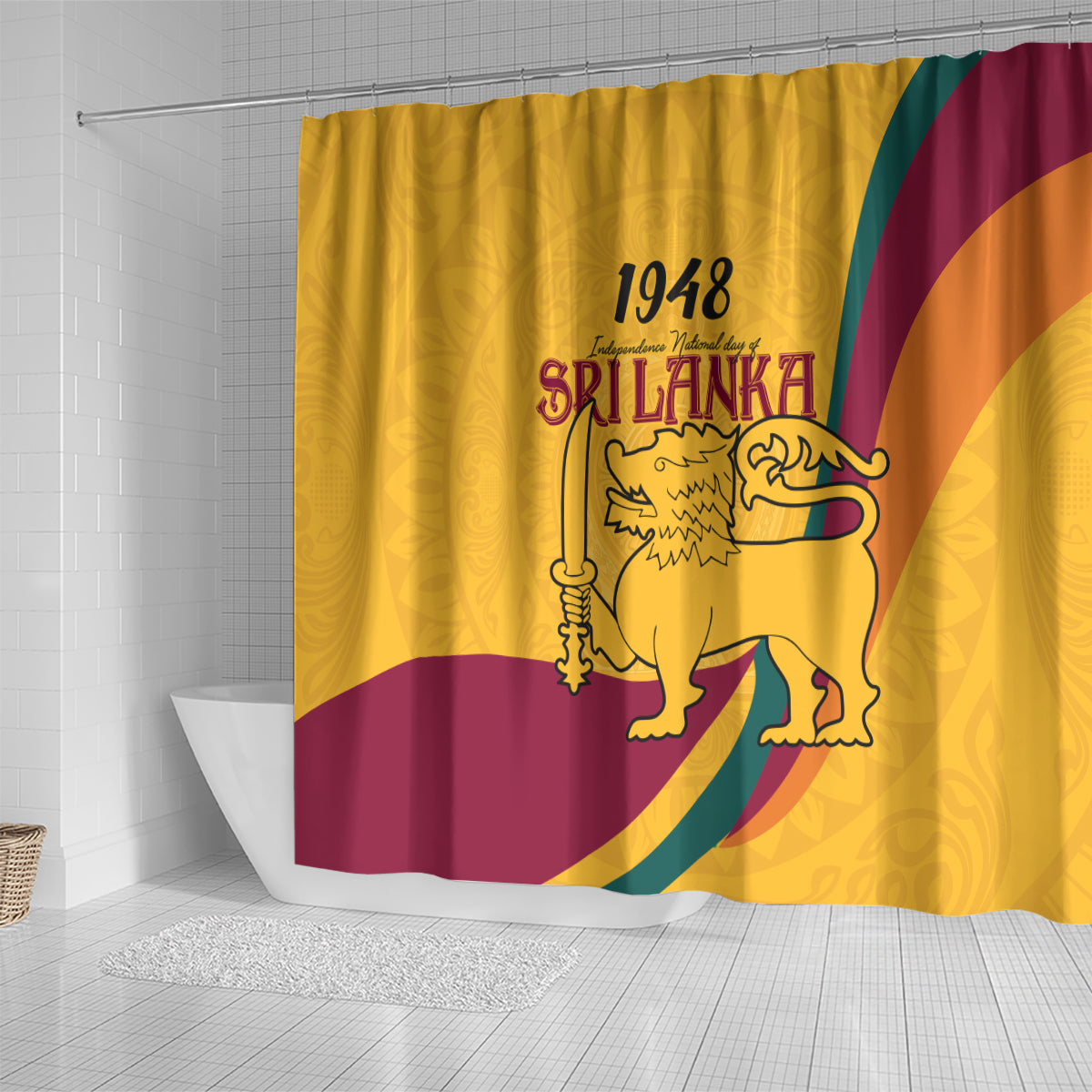 sri-lanka-national-day-shower-curtain-the-lion-passant-with-ketayam-wood-art