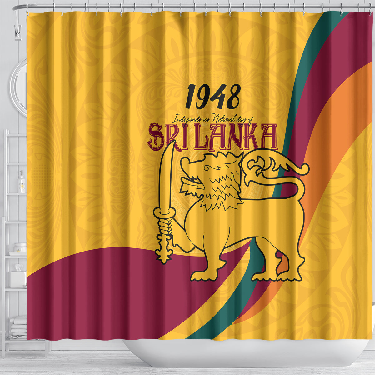 sri-lanka-national-day-shower-curtain-the-lion-passant-with-ketayam-wood-art