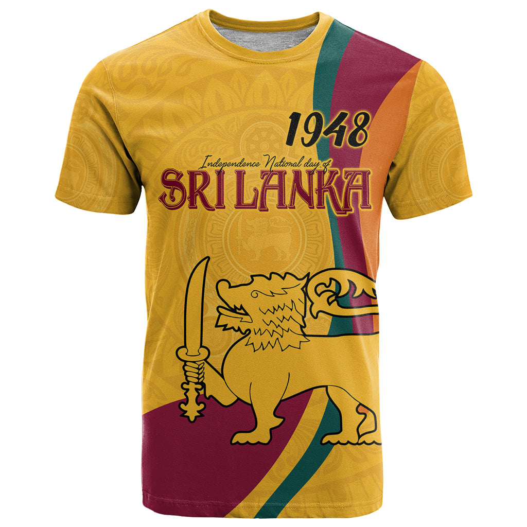 Sri Lanka National Day T Shirt The Lion Passant With Ketayam Wood Art - Wonder Print Shop